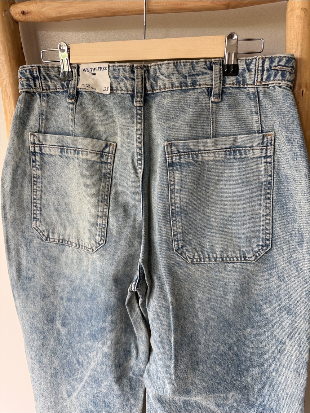 Free People We the Free Palmer Wide Leg Cuffed Denim Jeans in La La Land 28 NWT - Picture 11 of 16